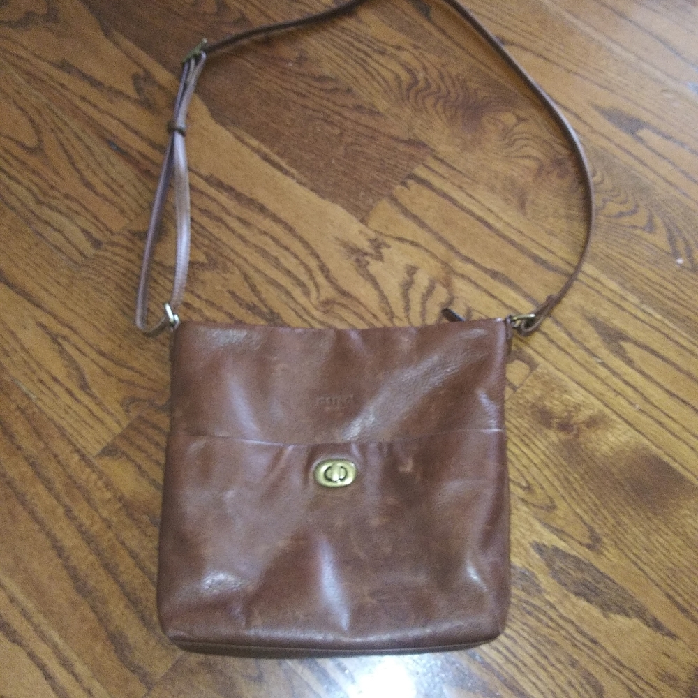Margot Brown Leather Satchel Shoulder Bag Purse